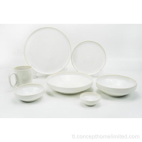 Reactive Glazed Stoneware Dinner Set sa Creamy White